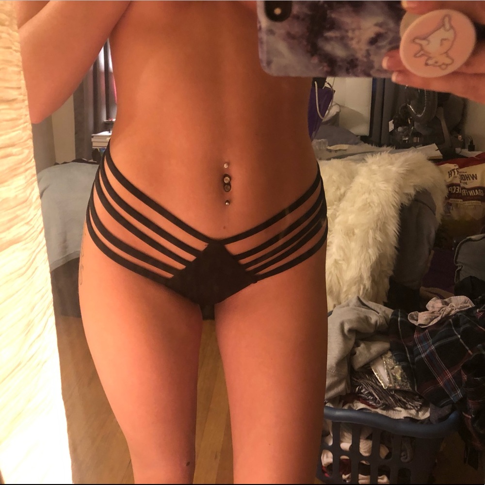 Black strappy rave or swim bottoms